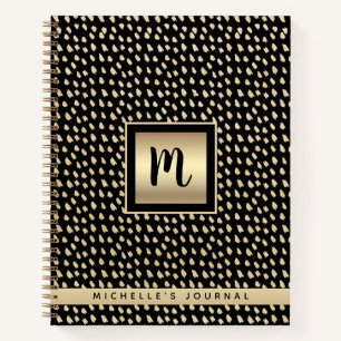 Monogram naam zwart goud folie modern script luxe notitieboek