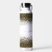 Monogram Naam Zwart Goud Luipaard Print Chique Tre Waterfles (Voorkant)