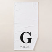 Monogram Naam Zwart & Wit Modern Badhanddoek (Badhanddoek)