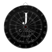 Monogram Naam Zwart-wit Spel Night Dartbord (Voorkant)