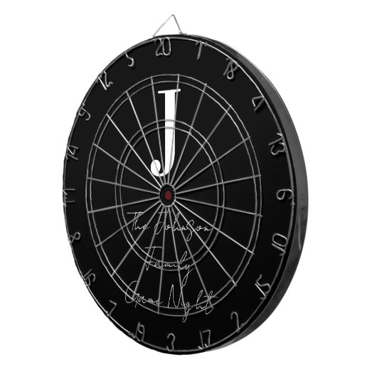Monogram Naam Zwart-wit Spel Night Dartbord (Voorkant Rechts)