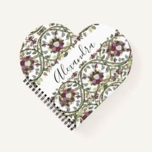  monogram NaamFloral Mauve Pink Sage Notitieboek