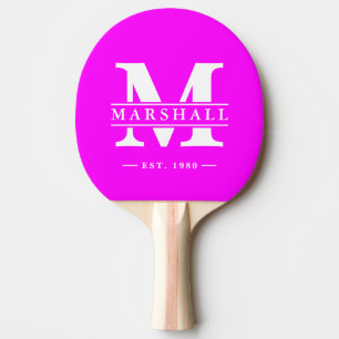Monogram & naamoverlay Elektrisch Retro Roze Tafeltennisbatje