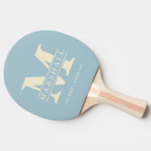 Monogram & naamoverlay polo strepen lichte lucht tafeltennisbatje (Zijkant)