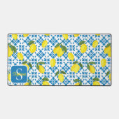 Monogram Name Blue French Tile Lemon Pattern  (Recto)