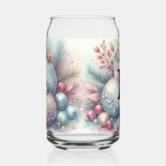 Monogram name Christmas tree ornaments watercolor (Droite)