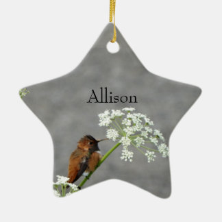 Monogram Name Cute Hummingbird Keramisch Ornament