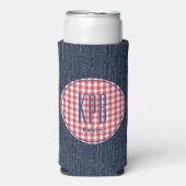 Monogram Name Dark Blue Denim Print Gingham Check (Seltzer Voorkant)