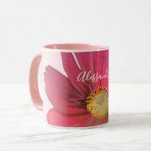 Monogram Name Floral Red Wildflower Pastel Pink 