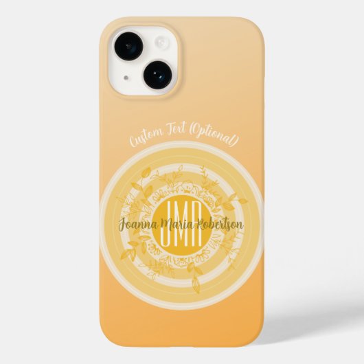 MONOGRAM NAME GOLD CREAM PLANT FOLIAGE CIRCLE Case-Mate iPhone CASE (Achterkant)