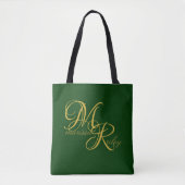 Monogram Name Initiaal Green Elegant Script Draagtas (Voorkant)