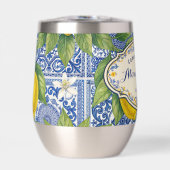 Monogram Name Lemon Blue French Country Tile  (Voorkant)