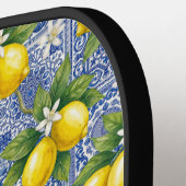Monogram Name Lemon Blue French Country Tile  Pickleball Paddle (Links Detail)