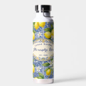 Monogram Name Lemon Blue French Country Tile  Waterfles (Links)