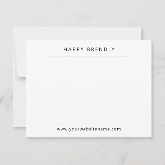 Monogram Name Modern Minimal Flat Note Card White Notitiekaartje (Voorkant)
