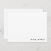 Monogram Name Modern Minimal White Flat Note Card Notitiekaartje (Voorkant / Achterkant)