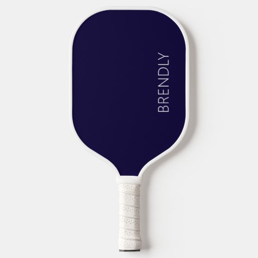 Monogram Name Modern Stylish Navy Blue White Pickleball Paddle (Voorkant)
