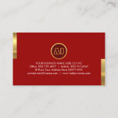 Monogram Name On Stunning Red Gold Tabs Visitekaartje (Achterkant)