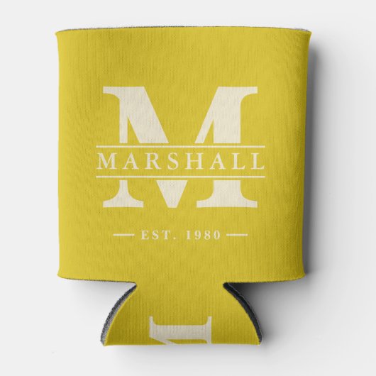 Monogram & Name Overlay  Dark Lemon Blikjeskoeler (Voorkant)
