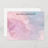 Monogram Name Pink Blue Geometric Flat Note Card Notitiekaartje (Voorkant / Achterkant)