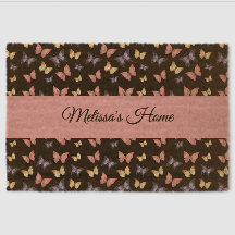 Monogram Name Pink Purple Butterflies