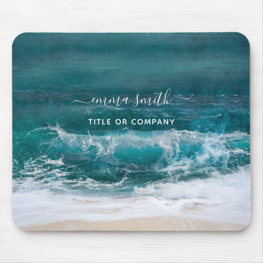 Monogram Name Script Beach Ocean Modern Muismat (Voorkant)