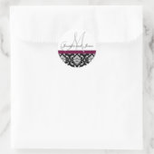 Monogram & Namen Damask Wijn Bruiloft Sticker (Tas)