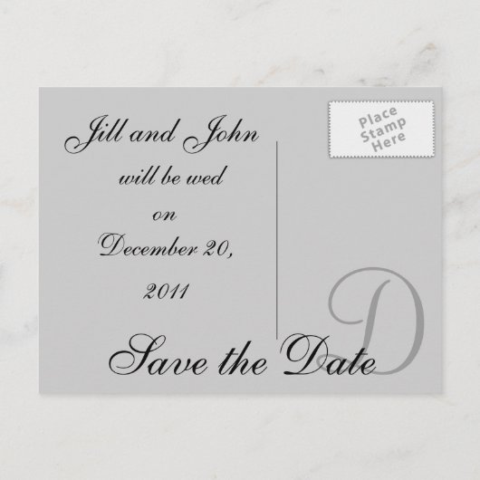 Monogram, namen, datum, trouwaankondiging Kaart (Achterkant)