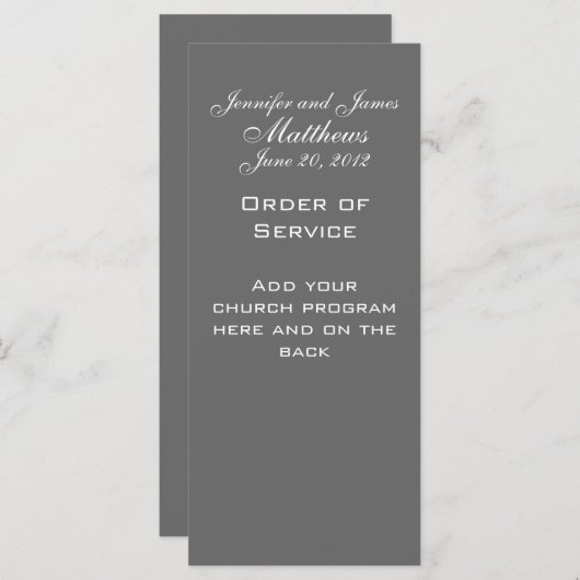 Monogram Namen Datum Trouwdienst Kerk Programma (Voorkant / Achterkant)