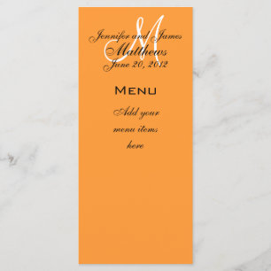 Monogram Namen Datum Trouwmenu Kaarten Sinaasappel