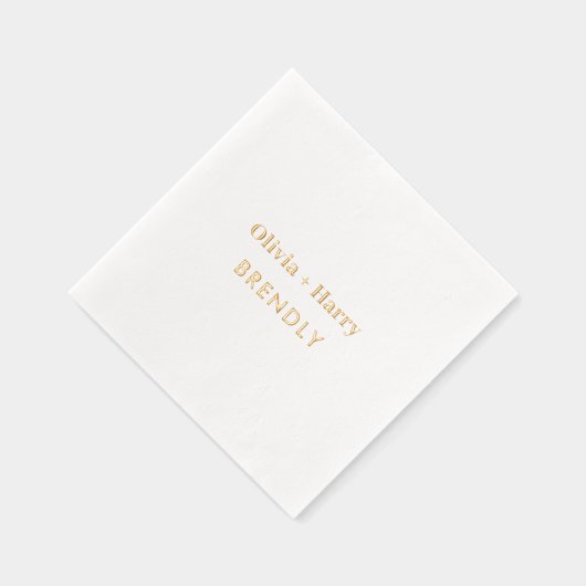 Monogram Namen Elegant Minimalistisch Goud Folie Servetten (Rechts)