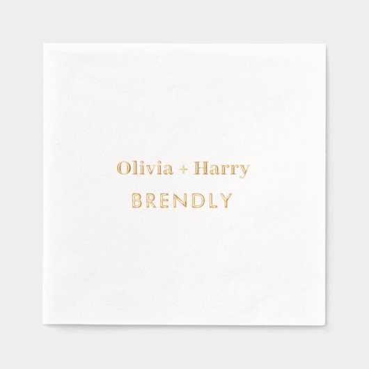 Monogram Namen Elegant Minimalistisch Goud Folie Servetten (Voorkant)