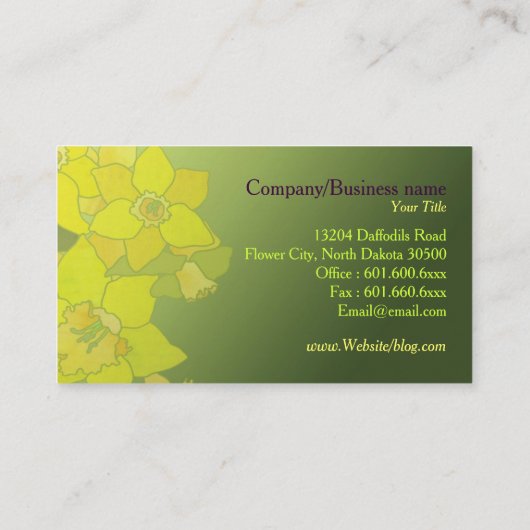 Monogram narcissen visitekaartje (Achterkant)