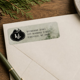 Monogram Natuur Stempel | Aangepast Adreslabel Etiket