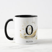 Monogram natuurlijk elegant goud abstracte waterve mok (Links)