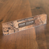 Monogram natuurlijk hout naambordje (Zijkant)