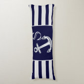 Monogram Nautical Anchor Gray front white back Lichaamskussen (Voorkant Verticaal)