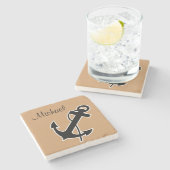 Monogram Nautical Drink Coasters Stenen Onderzetter (Zijkant)