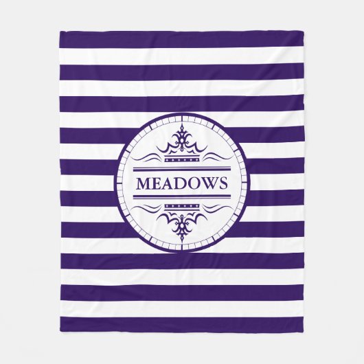 Monogram Nautical Elegant Navy Blue Fleece Blanket (Voorkant)