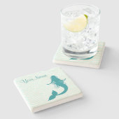 Monogram Nautical Mermaid Stenen Onderzetter (Zijkant)