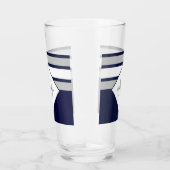 Monogram Nautical Modern Navy Blue Grey Stripes Glas (Rechts)