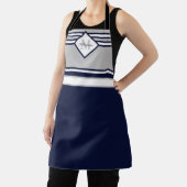 Monogram Nautical Modern Navy Blue Grey Stripes Schort (Insitu)