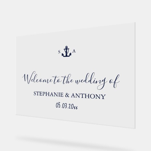 Monogram Nautical Navy Blue Anchor Wedding     (Angle)