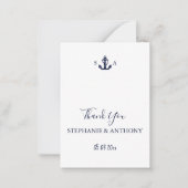 Monogram Nautical Navy Blue Anchor Wedding Notitiekaartje (Voorkant)