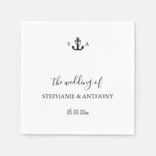 Monogram Nautical Navy Blue Anchor Wedding Servet