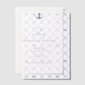 Monogram Nautical Navy Blue Anchor Wedding Vellum Uitnodigingen (Offset (Uitnodiging))