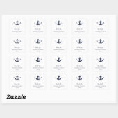 Monogram Nautical Navy Blue Anchor Wedding Vierkante Sticker (Vel)