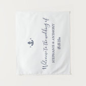 Monogram Nautical Navy Blue Anchor Wedding Wandkleed (Voorkant)