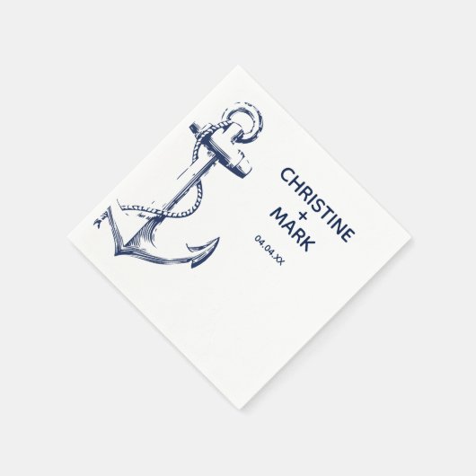 Monogram Nautical Sketch Anchor | Weddenschap Servet (Hoek)