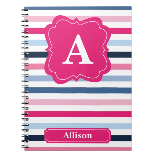 Monogram Nautical Stripes Notitieboek (Voorkant)